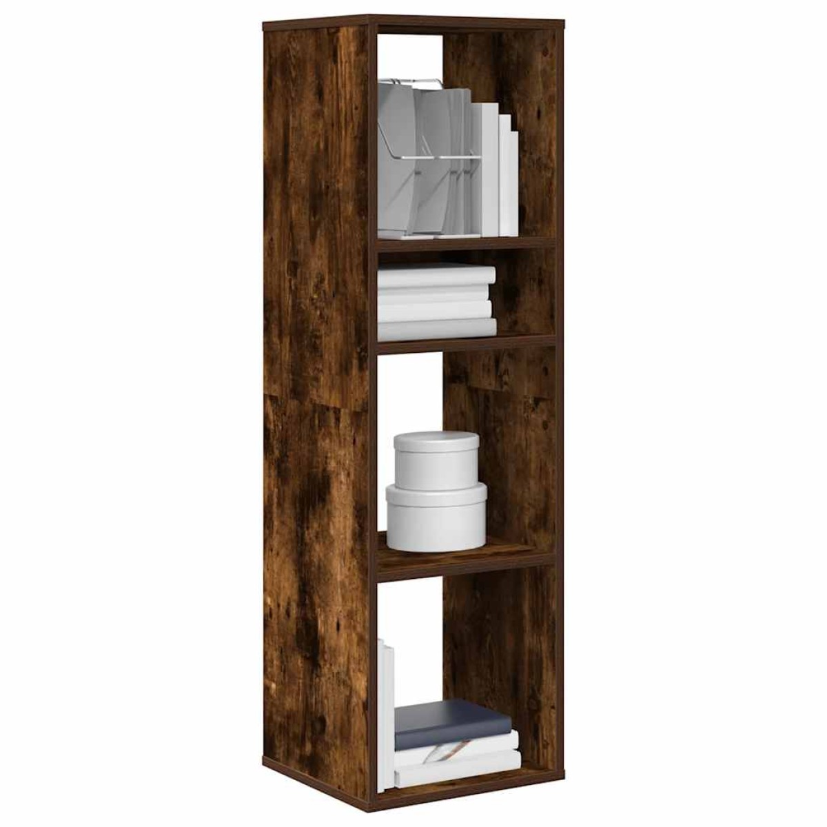 vidaXL Βιβλιοθήκη Καπνιστή Δρυς 34x31x112 εκ. από Επεξεργασμένο Ξύλο