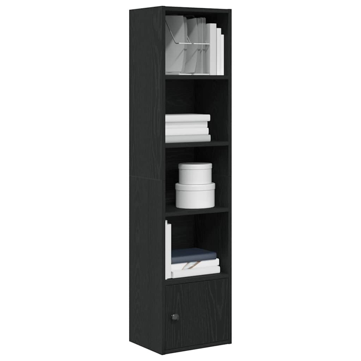 vidaXL Βιβλιοθήκη Μαύρη Δρυς 31x24x127 εκ. Κατασκευασμένο ξύλο