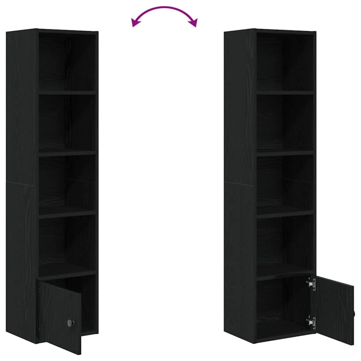 vidaXL Βιβλιοθήκη Μαύρη Δρυς 31x24x127 εκ. Κατασκευασμένο ξύλο