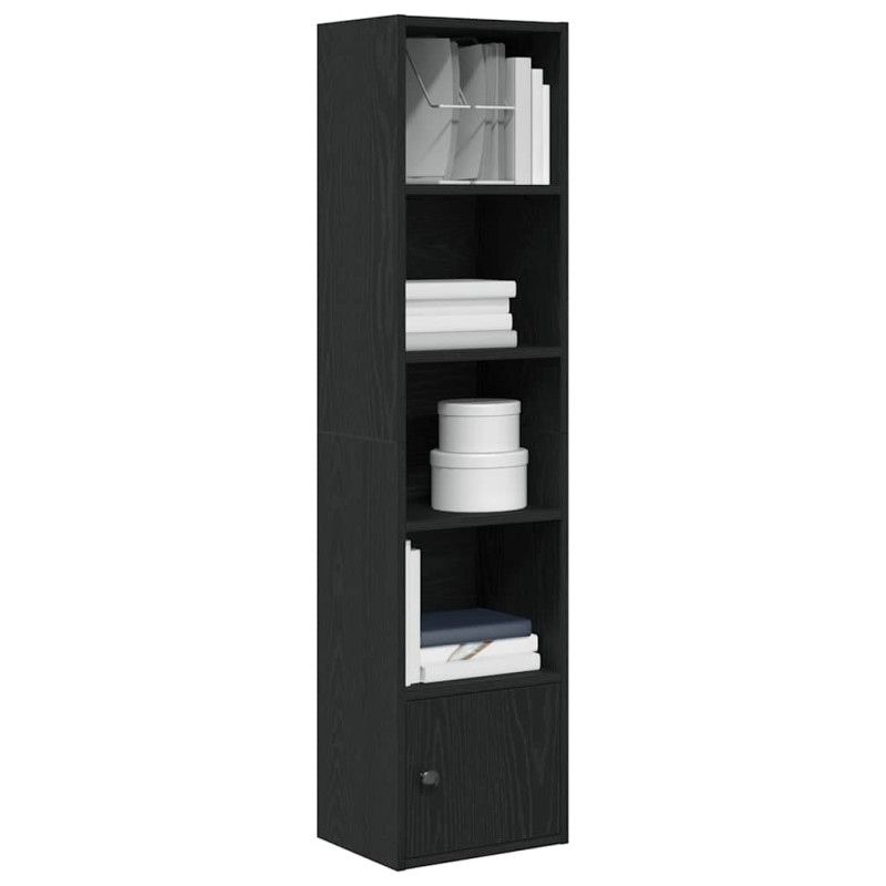 vidaXL Βιβλιοθήκη Μαύρη Δρυς 31x24x127 εκ. Κατασκευασμένο ξύλο