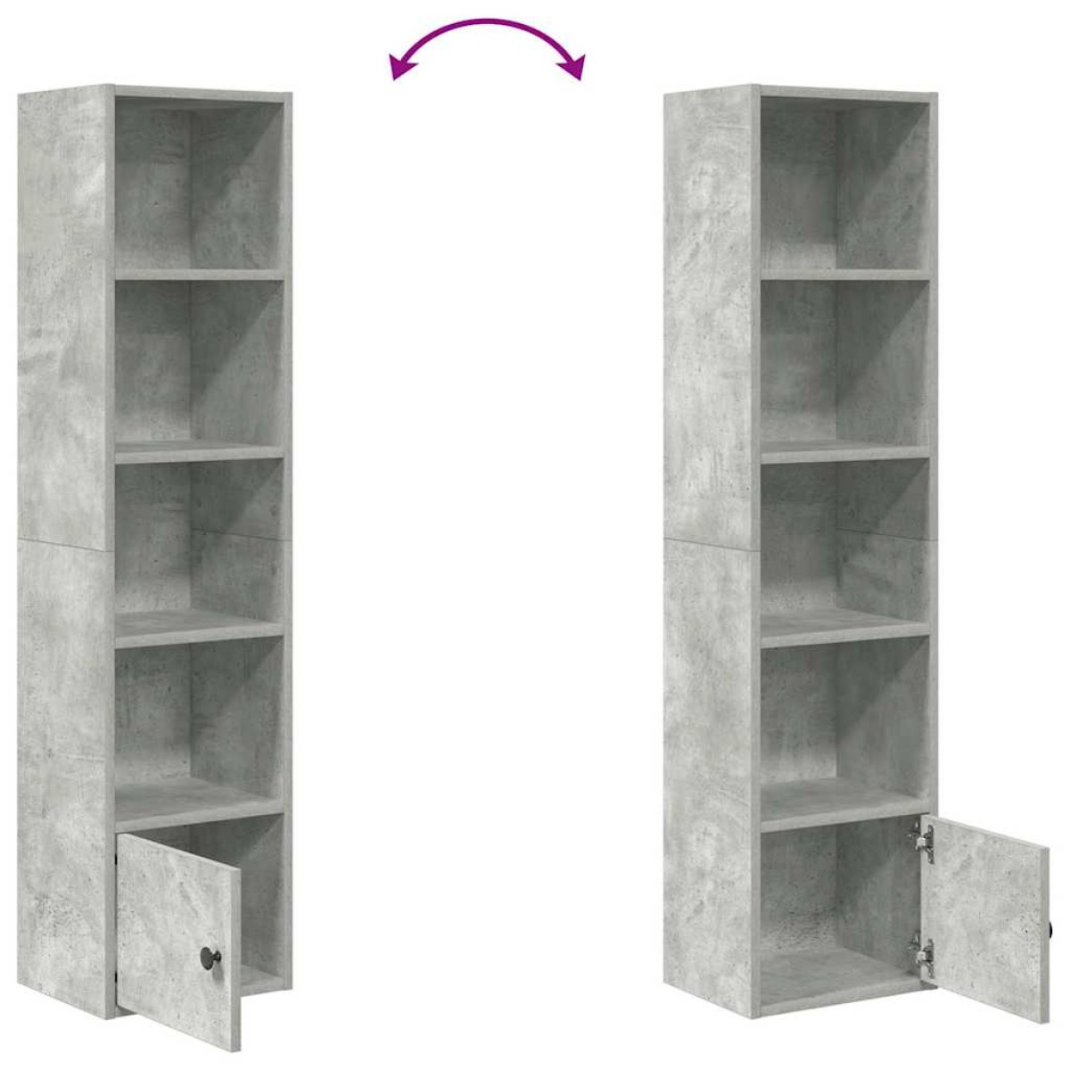 vidaXL Βιβλιοθήκη Γκρι Σκυροδέματος 31x24x127 εκ. Επεξεργ. Ξύλο