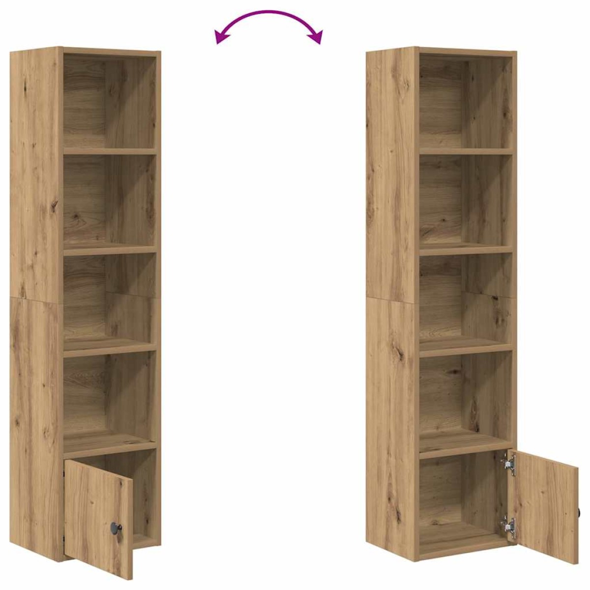 vidaXL Βιβλιοθήκη Αρτισιανή Δρυς 31x24x127 εκ. Επεξ. Ξύλο