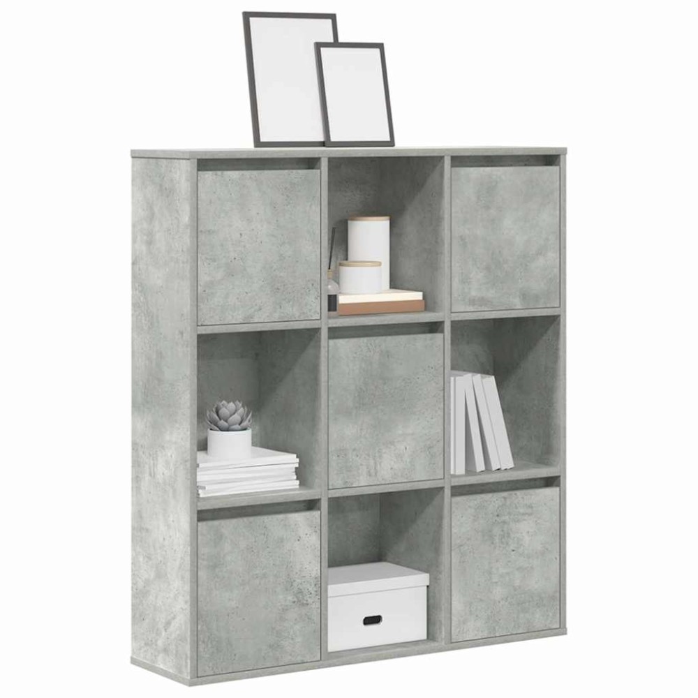 vidaXL Βιβλιοθήκη Γκρι Σκυροδέματος 89x24x101,5 εκ. Επεξεργ. Ξύλο