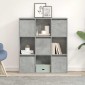 vidaXL Βιβλιοθήκη Γκρι Σκυροδέματος 89x24x101,5 εκ. Επεξεργ. Ξύλο