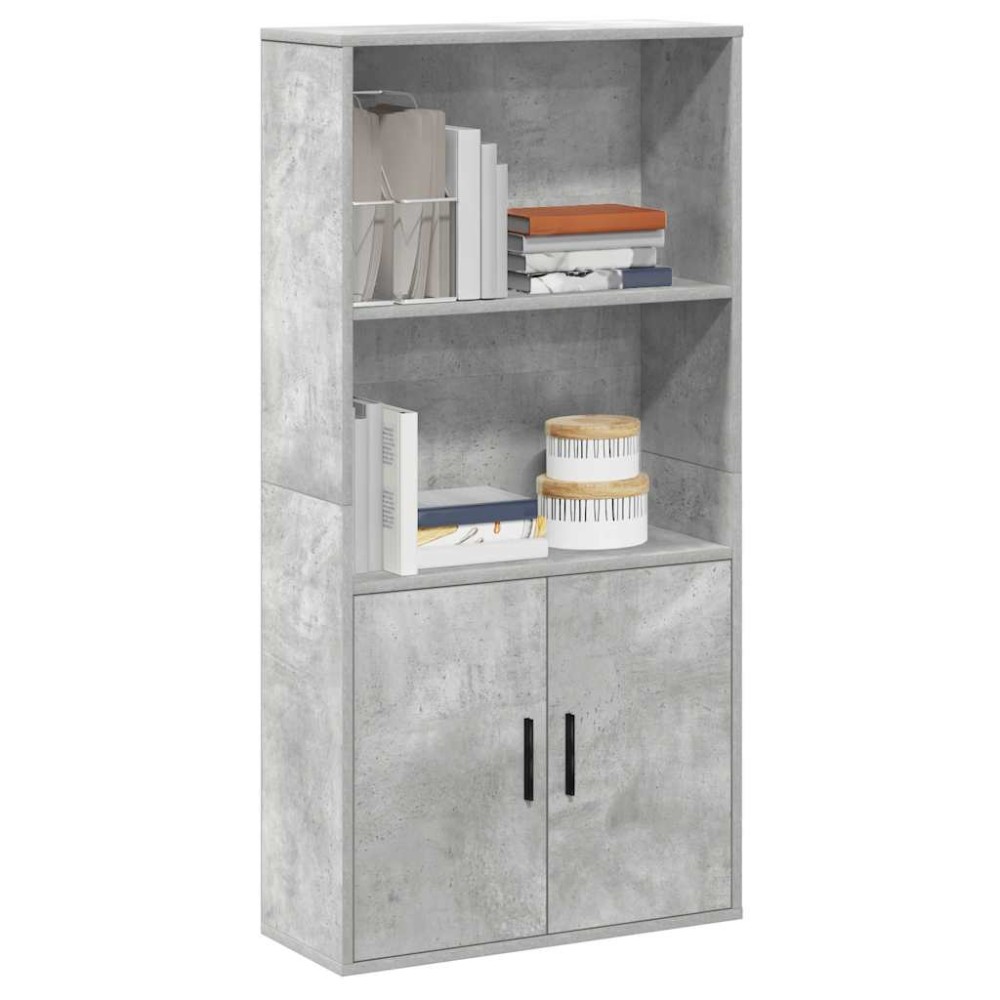 vidaXL Βιβλιοθήκη Γκρι Σκυροδέματος 60x24x120 εκ. Επεξεργ. Ξύλο