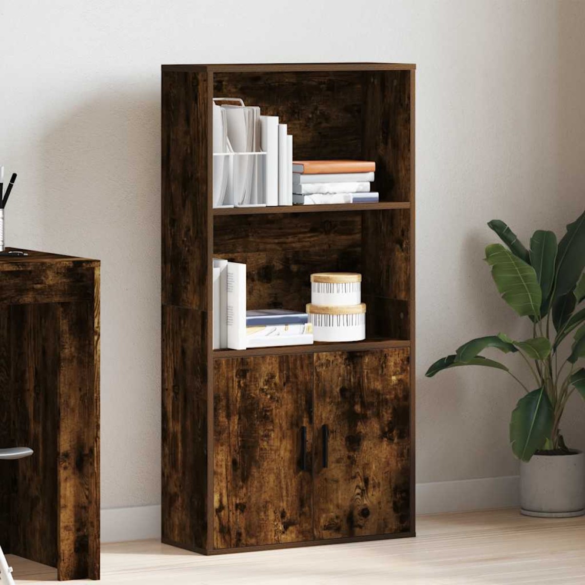 vidaXL Βιβλιοθήκη Καπνιστή Δρυς 60x24x120 εκ. από Επεξεργασμένο Ξύλο