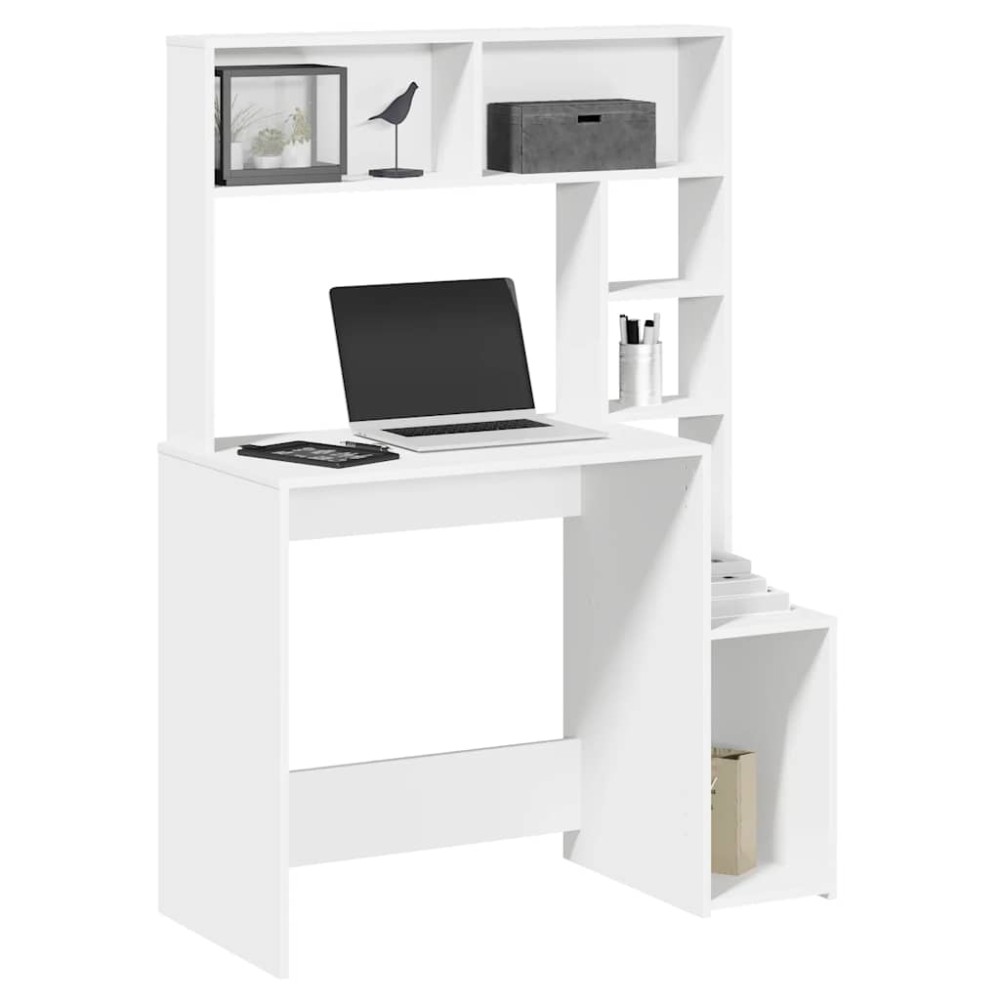 Γραφείο vidaXL με ράφια Λευκό 100x45x140 cm Κατασκευασμένο ξύλο