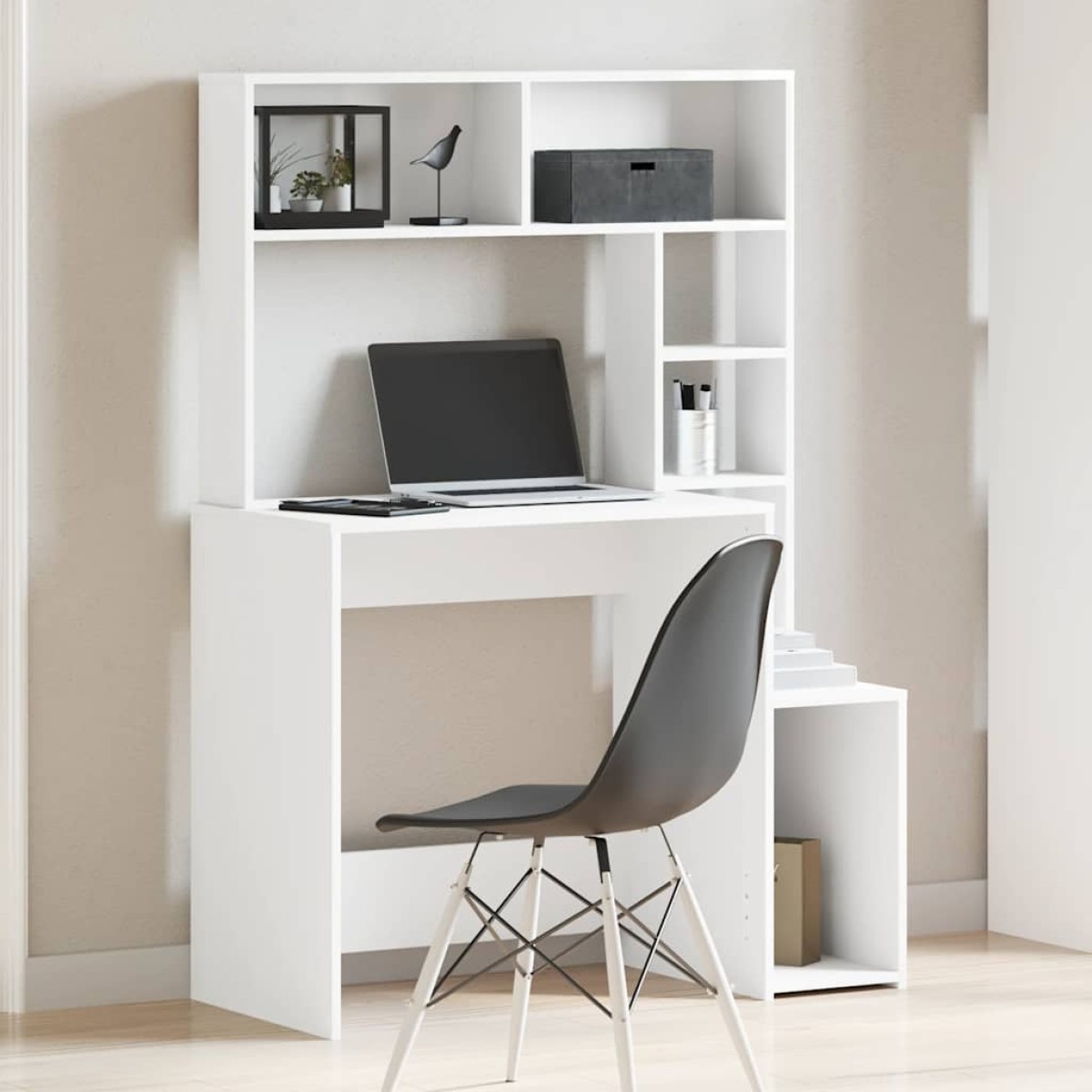Γραφείο vidaXL με ράφια Λευκό 100x45x140 cm Κατασκευασμένο ξύλο