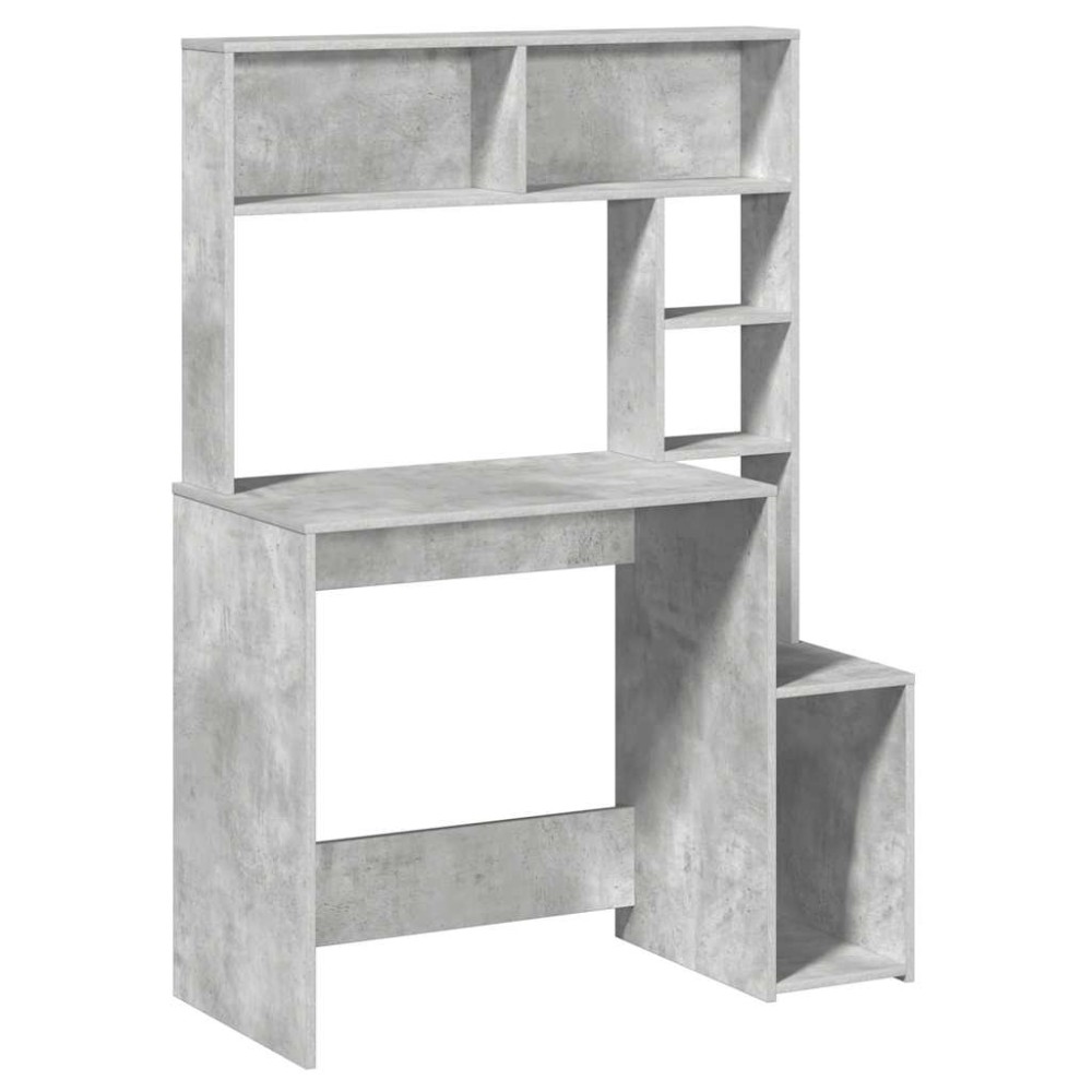 vidaXL Γραφείο με Ράφια Γκρι Σκυροδέματος 100x45x140 εκ. Επεξεργ. Ξύλο