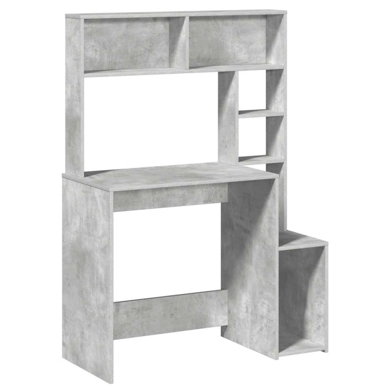 vidaXL Γραφείο με Ράφια Γκρι Σκυροδέματος 100x45x140 εκ. Επεξεργ. Ξύλο