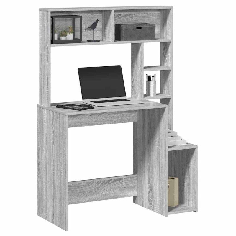 vidaXL Γραφείο με Ράφια Γκρι Sonoma 100x45x140 εκ. Επεξεργασμένο Ξύλο