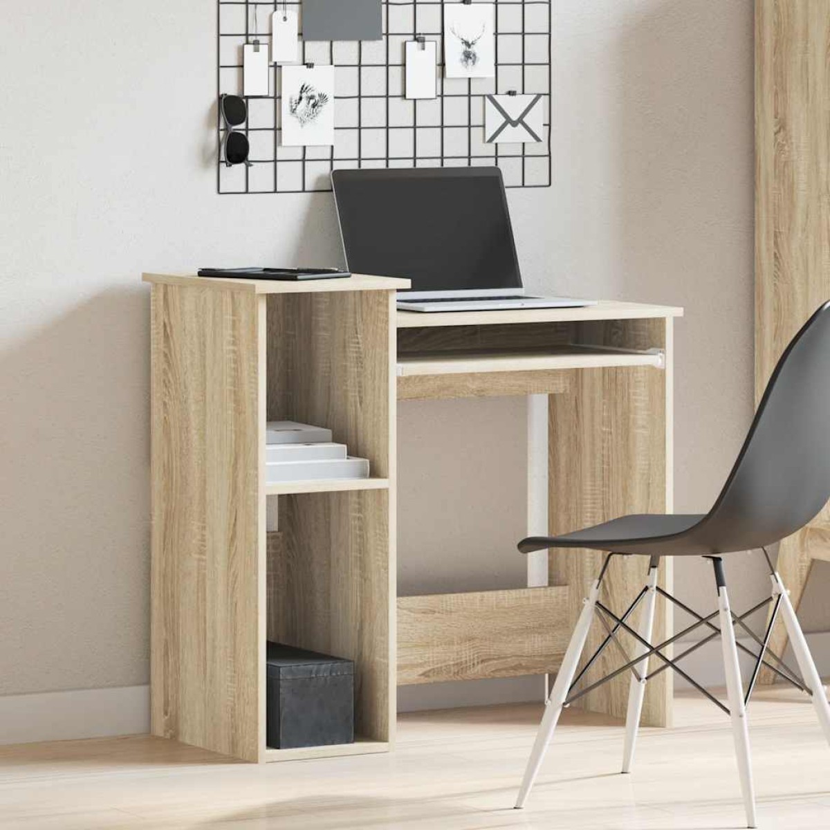 vidaXL Γραφείο με Ράφια Sonoma Δρυς 110x45x157 εκ. από Μοριοσανίδα