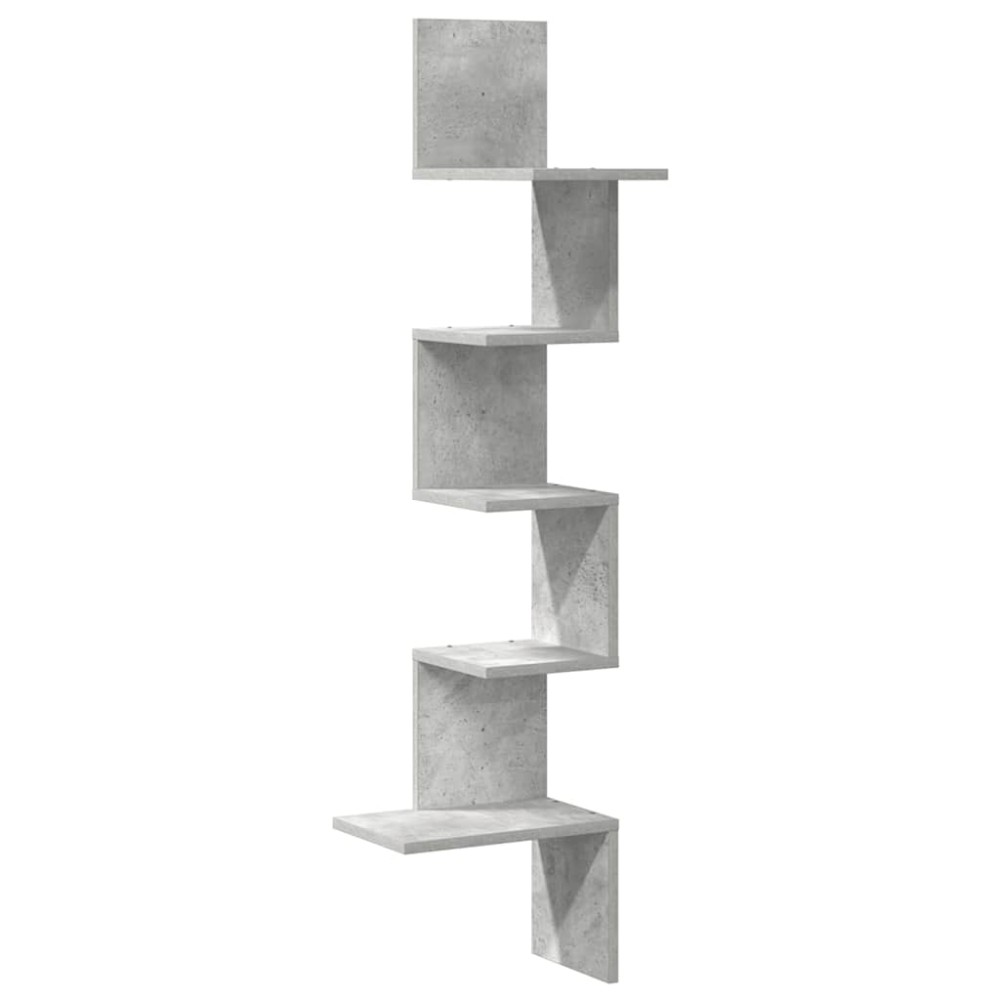 vidaXL Γωνιακή Ραφιέρα Τοίχου Γκρι Σκυρ. 32x32x127,5 εκ. Μοριοσανίδα