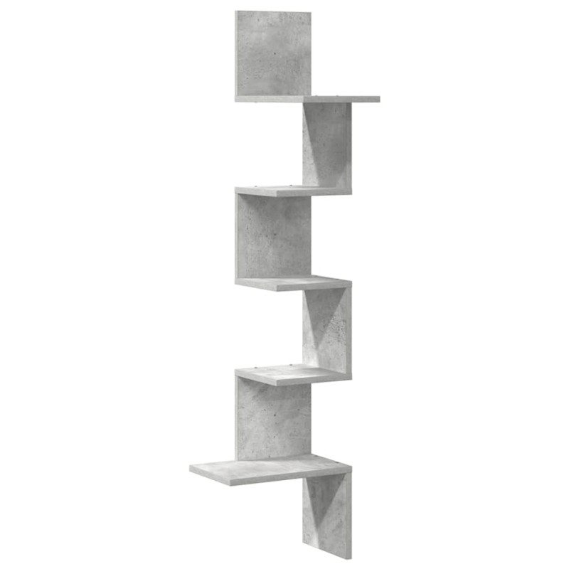 vidaXL Γωνιακή Ραφιέρα Τοίχου Γκρι Σκυρ. 32x32x127,5 εκ. Μοριοσανίδα