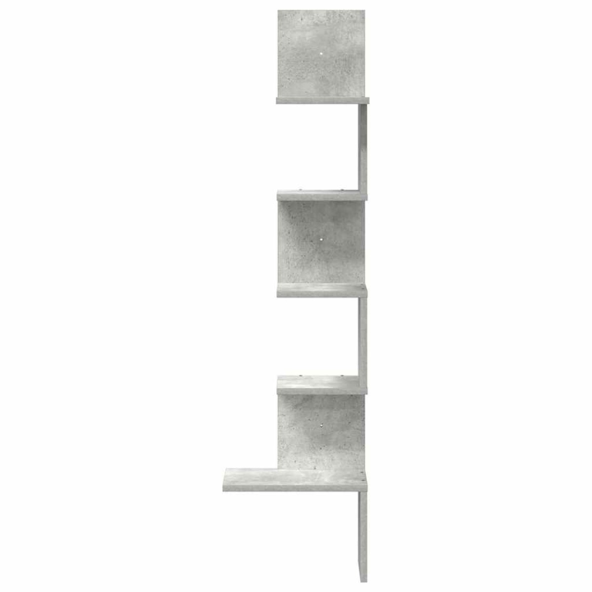 vidaXL Γωνιακή Ραφιέρα Τοίχου Γκρι Σκυρ. 32x32x127,5 εκ. Μοριοσανίδα