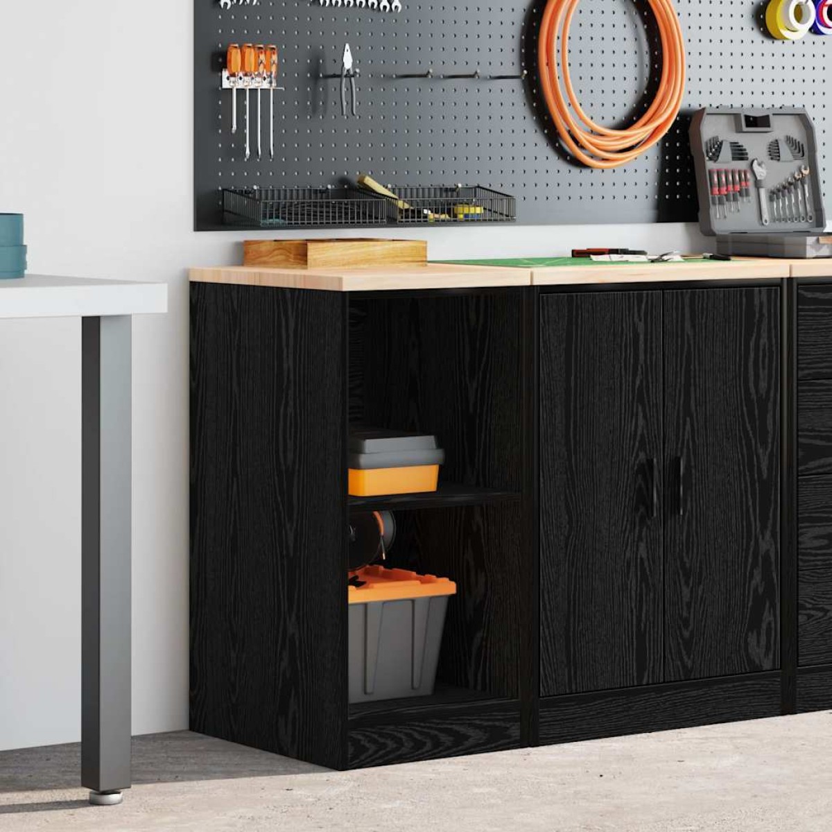 vidaXL ντουλάπι αποθήκευσης γκαράζ μαύρο 40x51x85 εκ μασίφ ξύλο πεύκο