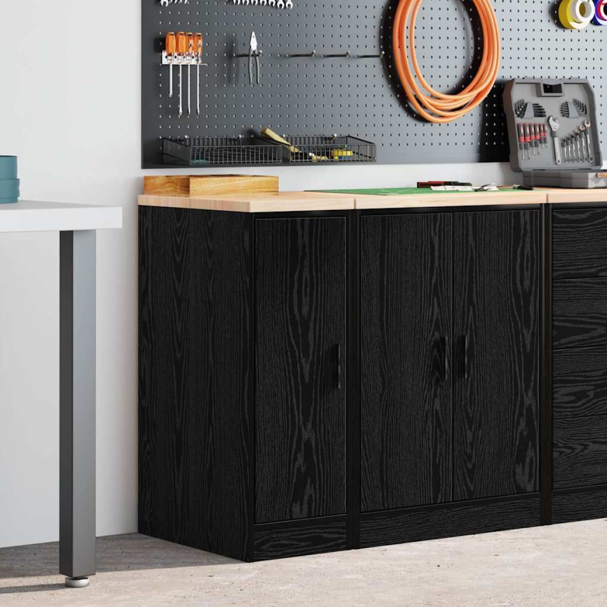 vidaXL ντουλάπι αποθήκευσης γκαράζ μαύρο 30x51x85 εκ μασίφ ξύλο πεύκο