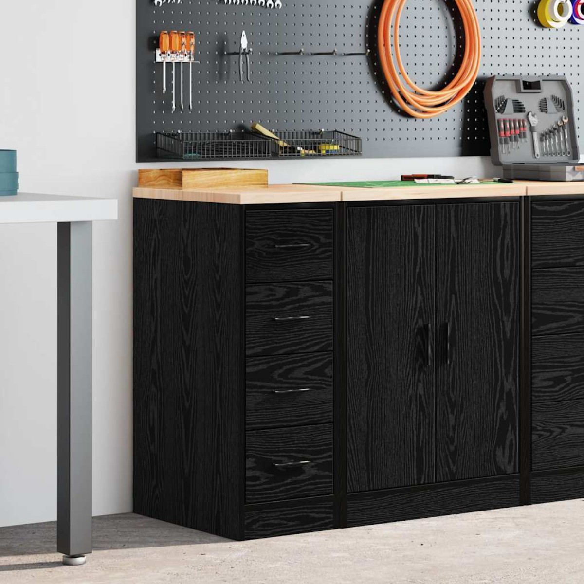vidaXL ντουλάπι αποθήκευσης γκαράζ μαύρο 30x51x85 εκ μασίφ ξύλο πεύκο