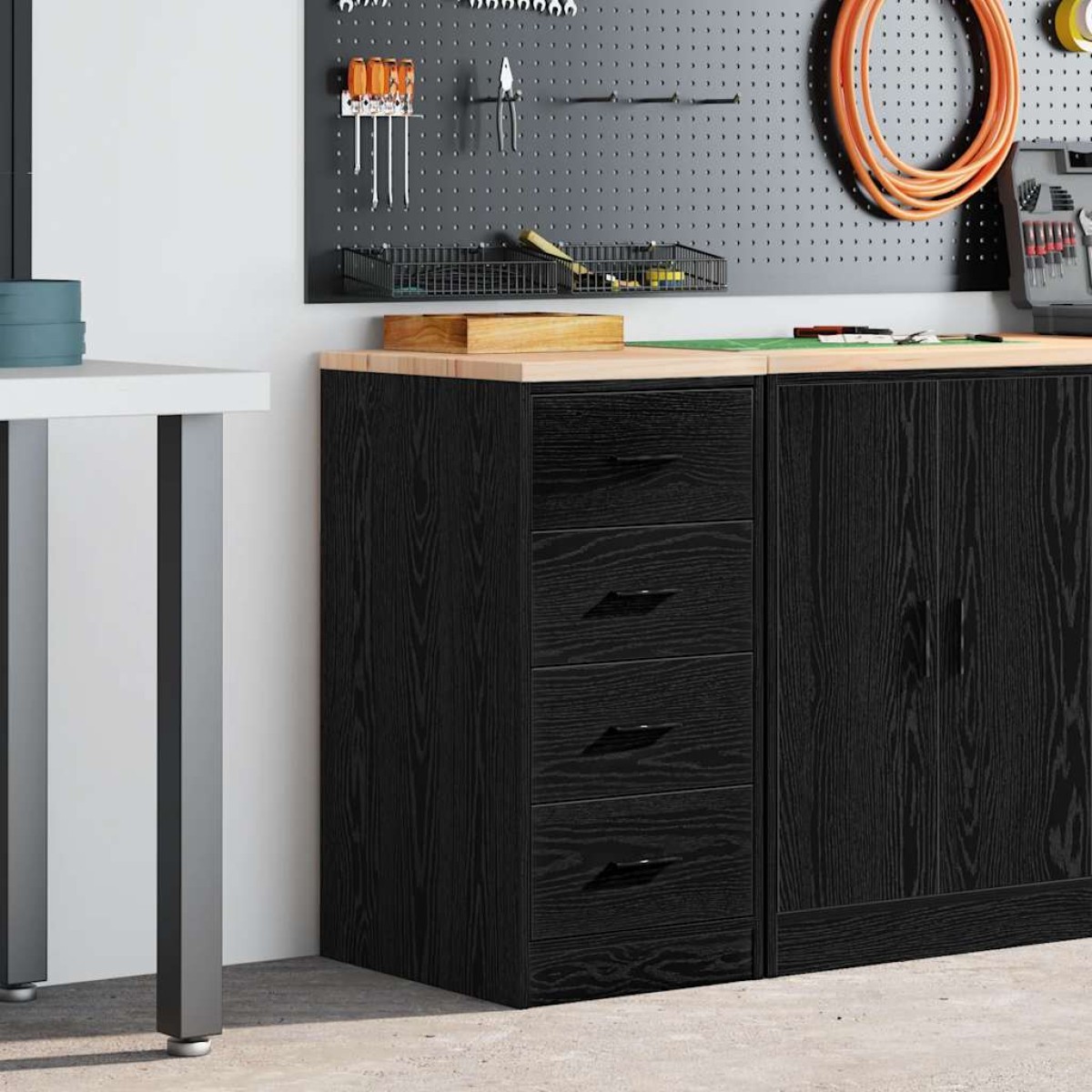 vidaXL ντουλάπι αποθήκευσης γκαράζ μαύρο 40x51x85 εκ μασίφ ξύλο πεύκο