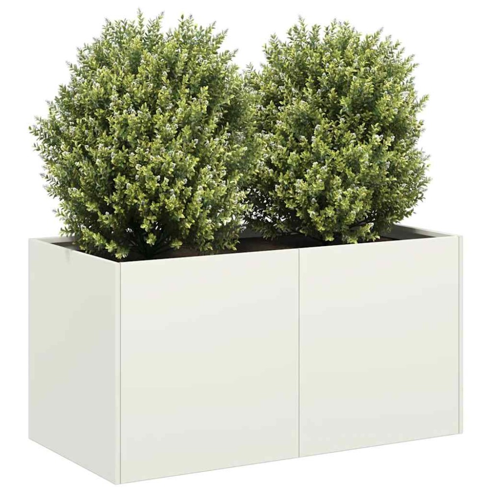 vidaXL Ζαρντινιέρα Λευκή 80x40x40 εκ. από Χάλυβα Ψυχρής Έλασης