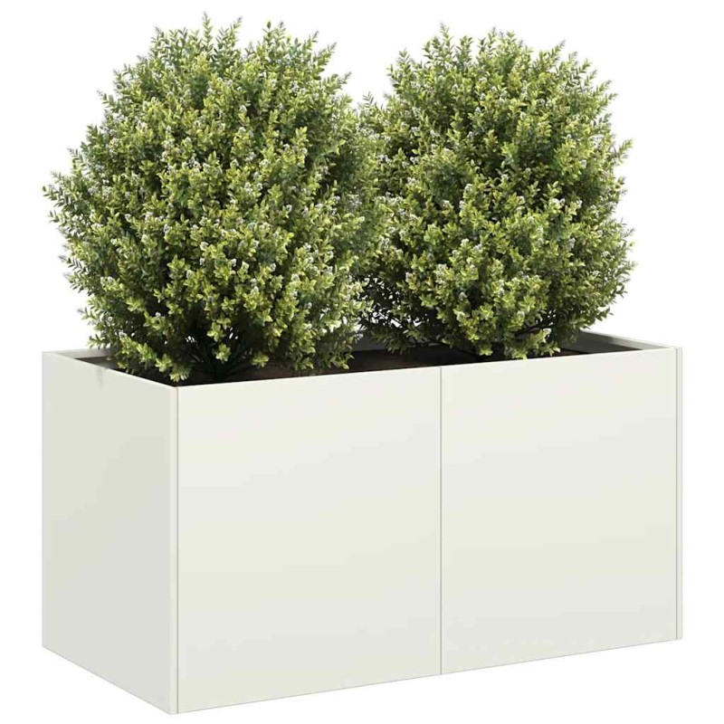 vidaXL Ζαρντινιέρα Λευκή 80x40x40 εκ. από Χάλυβα Ψυχρής Έλασης
