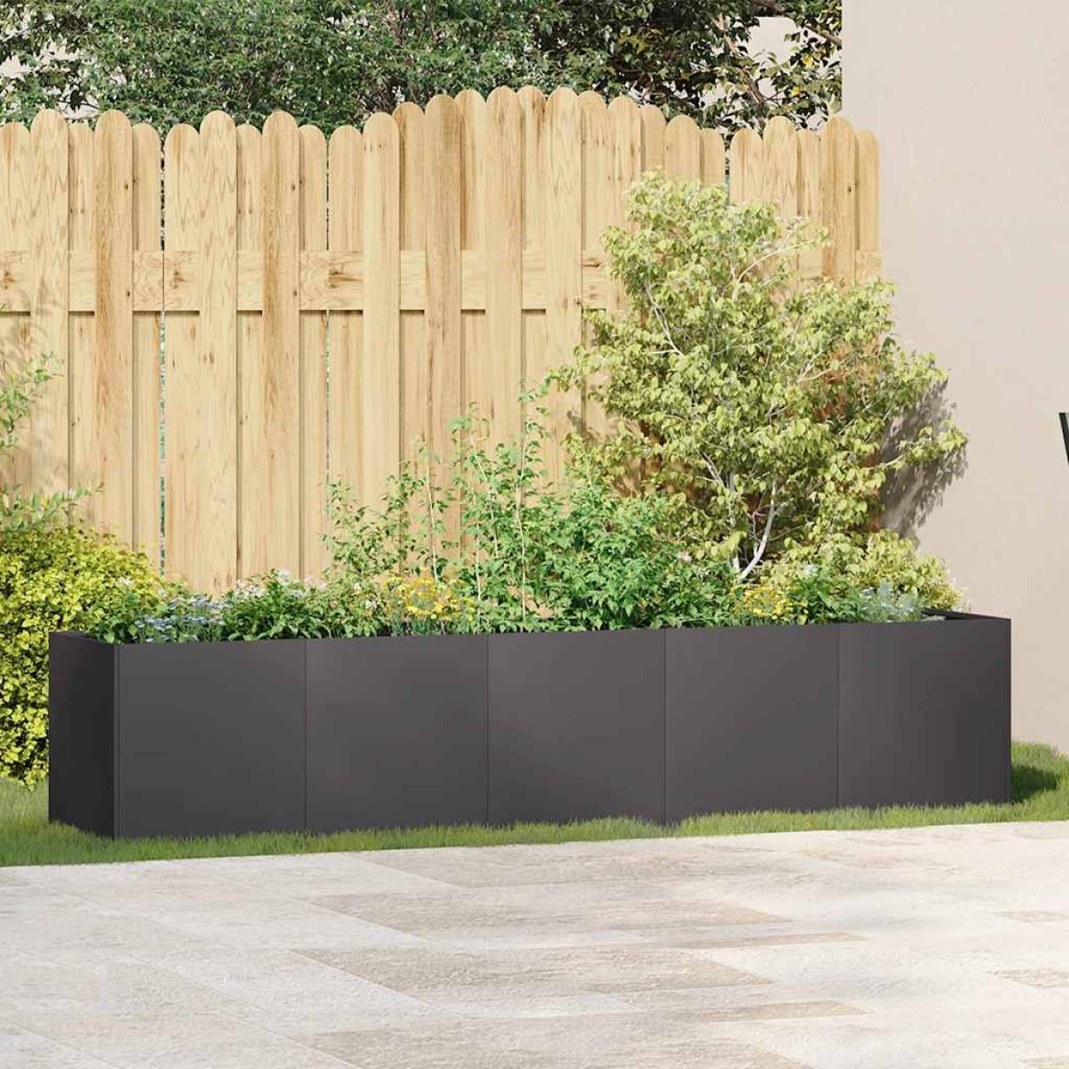 vidaXL Γλάστρα Μαύρη 200x40x40 εκ. από Ατσάλι Ψυχρής Έλασης