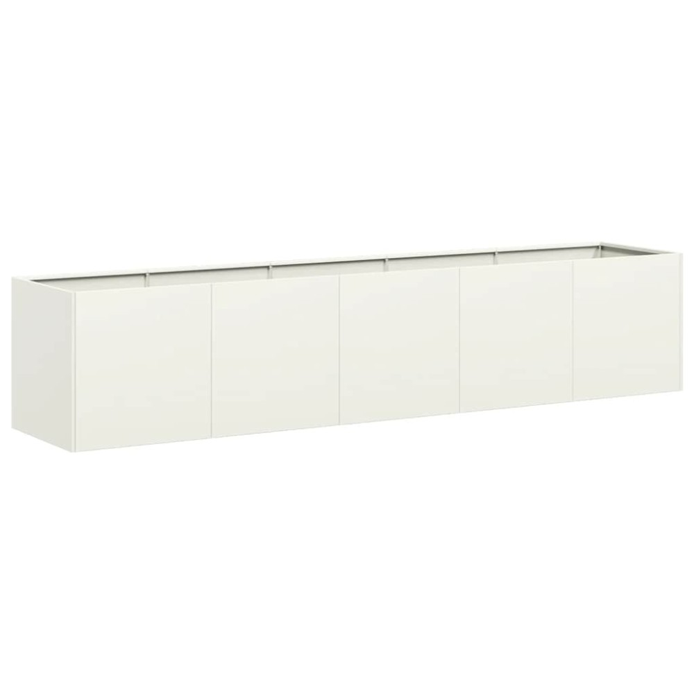 vidaXL Ζαρντινιέρα Λευκή 200x40x40 εκ. από Χάλυβα Ψυχρής Έλασης