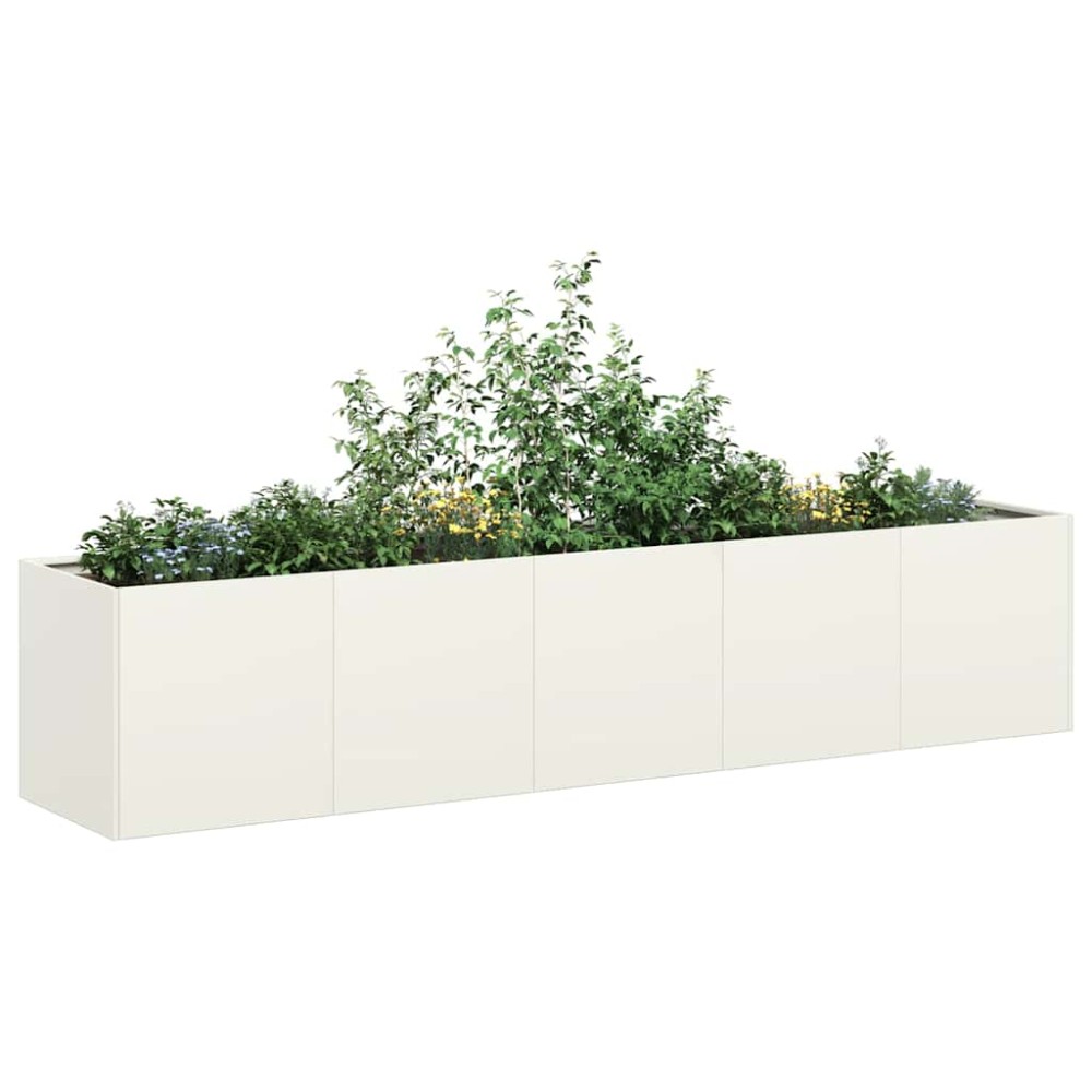 vidaXL Ζαρντινιέρα Λευκή 200x40x40 εκ. από Χάλυβα Ψυχρής Έλασης