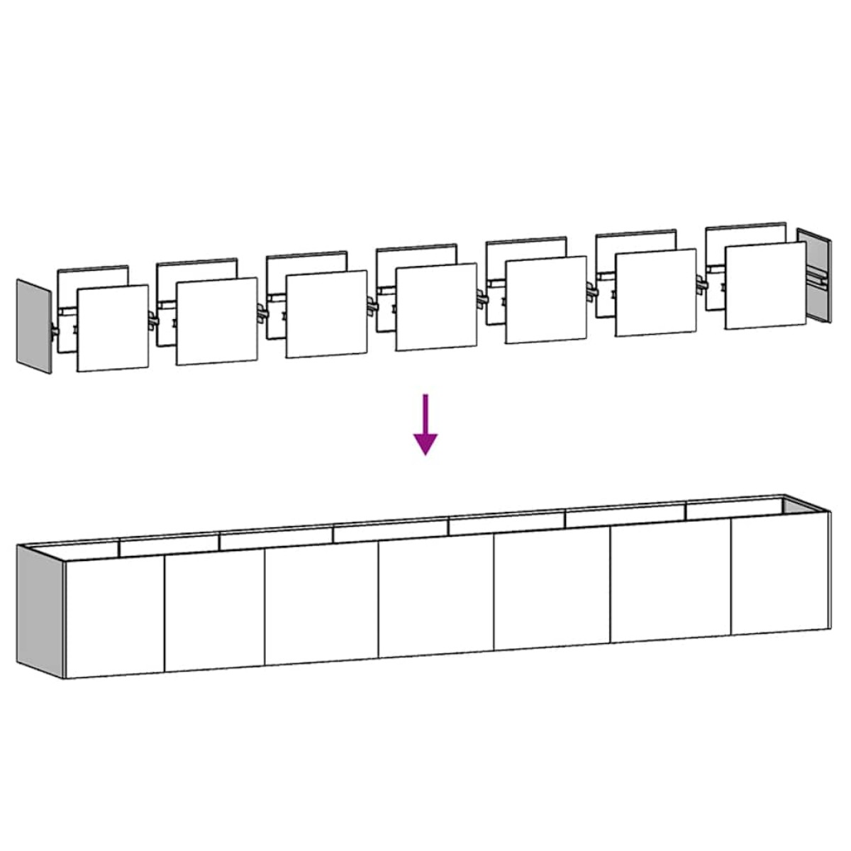 vidaXL Ζαρντινιέρα Μαύρη 280x40x40 εκ. από Χάλυβα Ψυχρής Έλασης