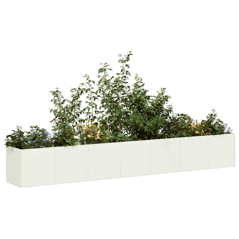 vidaXL Ζαρντινιέρα Λευκή 280x40x40 εκ. από Χάλυβα Ψυχρής Έλασης
