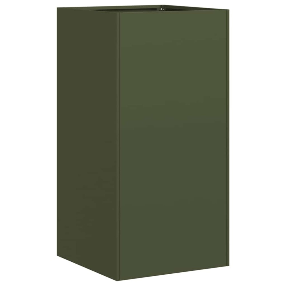 vidaXL Ζαρντινιέρα Λαδί 40x40x80 εκ. από Χάλυβα Ψυχρής Έλασης