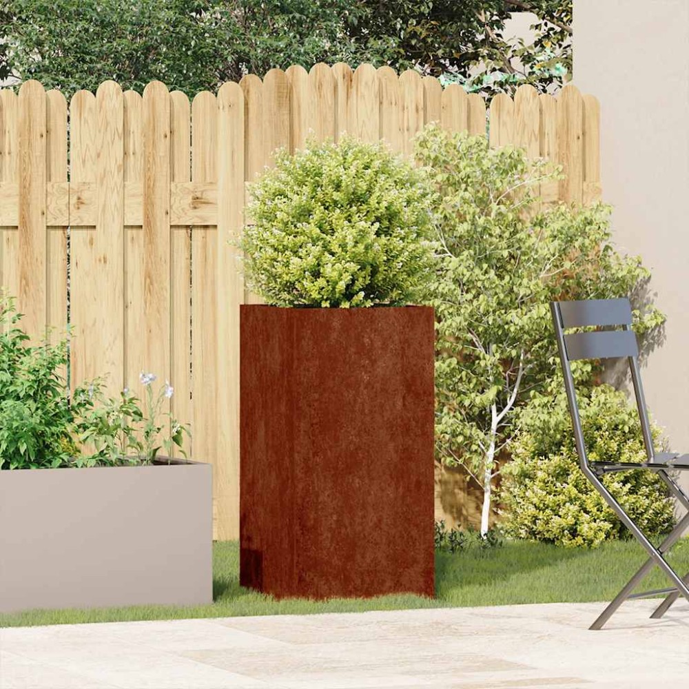 vidaXL Ζαρντινιέρα Σκουριασμένο 40x40x80εκ. Ατσάλι Σκληρυθέν στον Αέρα