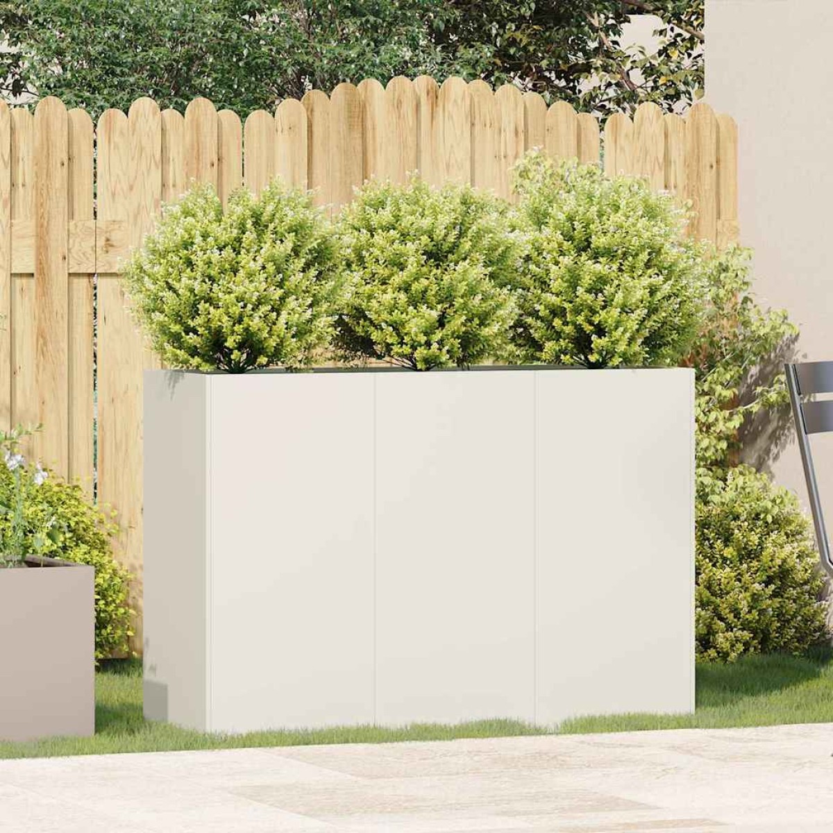 vidaXL Ζαρντινιέρα Λευκή 120x40x80 εκ. από Χάλυβα Ψυχρής Έλασης
