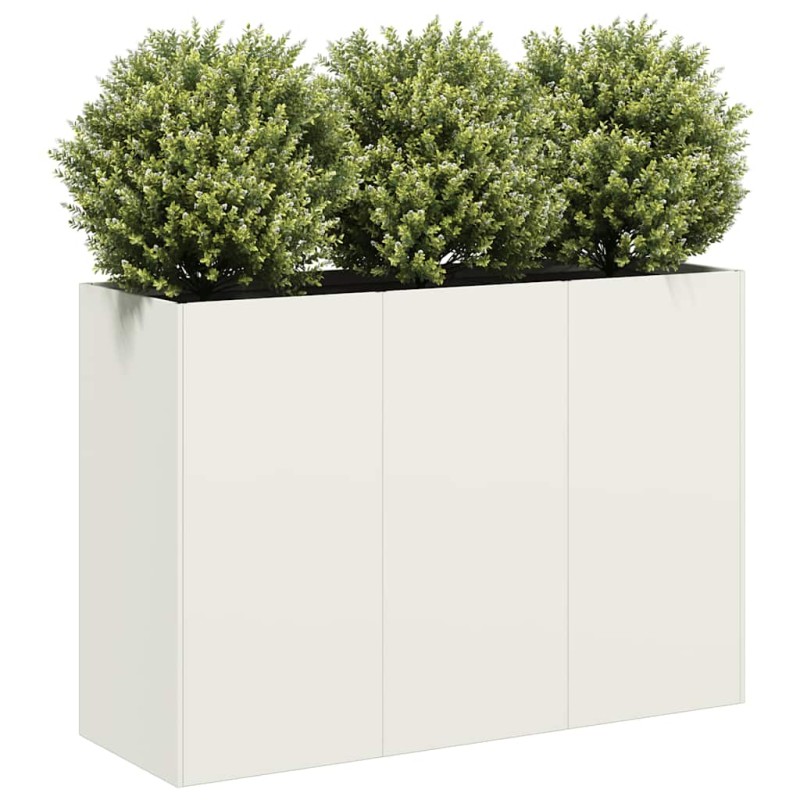 vidaXL Ζαρντινιέρα Λευκή 120x40x80 εκ. από Χάλυβα Ψυχρής Έλασης