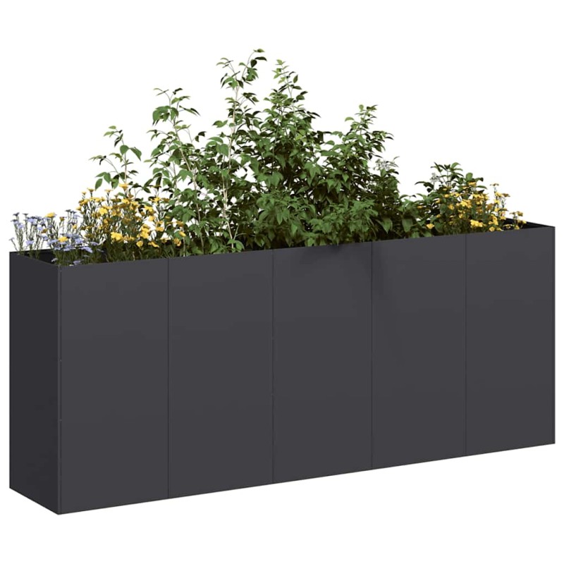 vidaXL Ζαρντινιέρα Μαύρη 200x40x80 εκ. από Χάλυβα Ψυχρής Έλασης