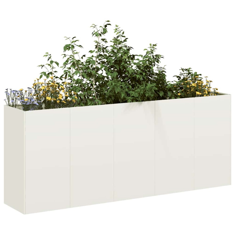 vidaXL Ζαρντινιέρα Λευκή 200x40x80 εκ. από Χάλυβα Ψυχρής Έλασης