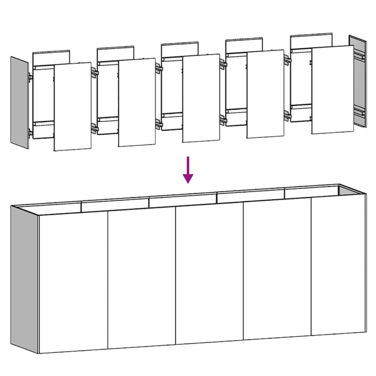 vidaXL Ζαρντινιέρα Λευκή 200x40x80 εκ. από Χάλυβα Ψυχρής Έλασης