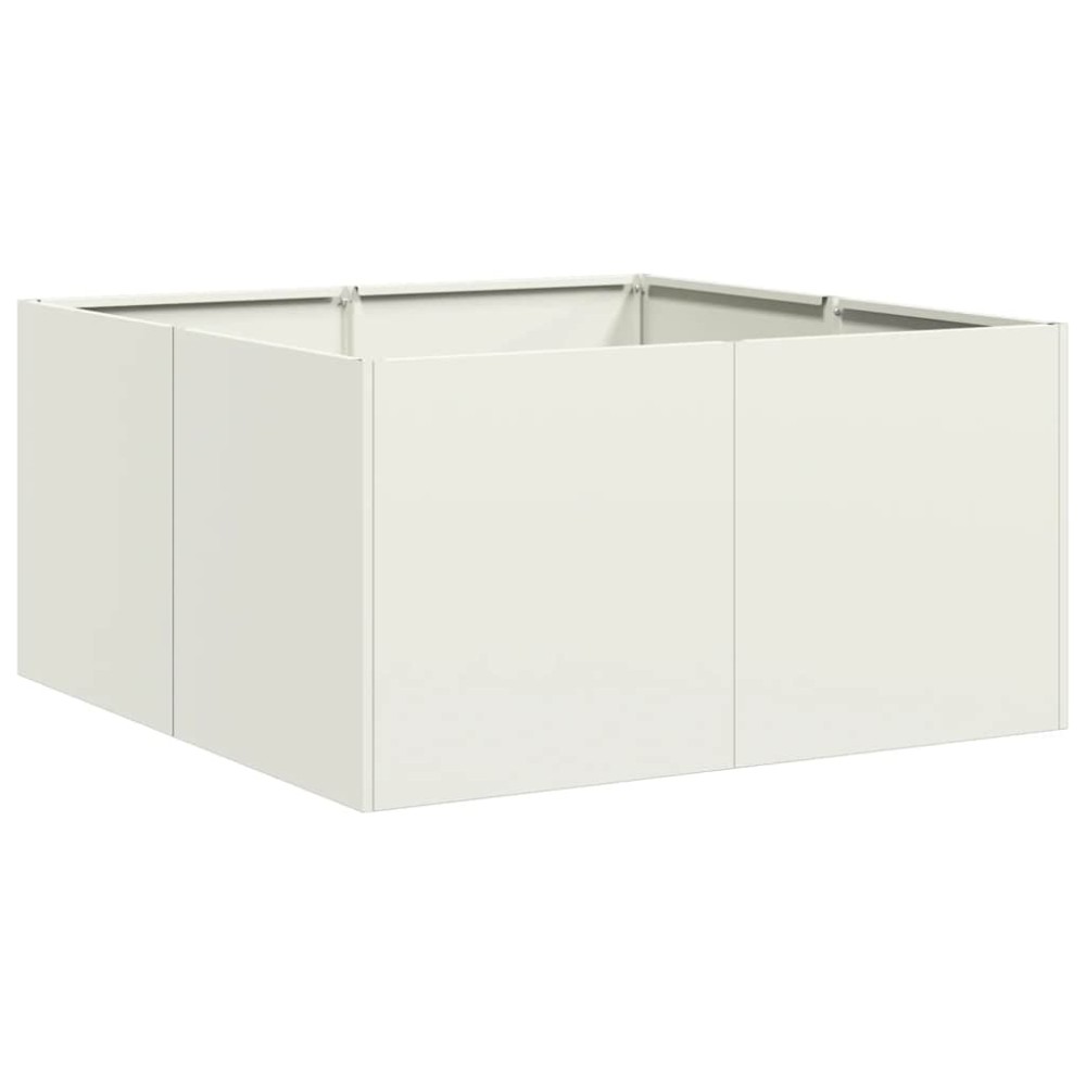 vidaXL Ζαρντινιέρα Λευκή 80x80x40 εκ. από Χάλυβα Ψυχρής Έλασης