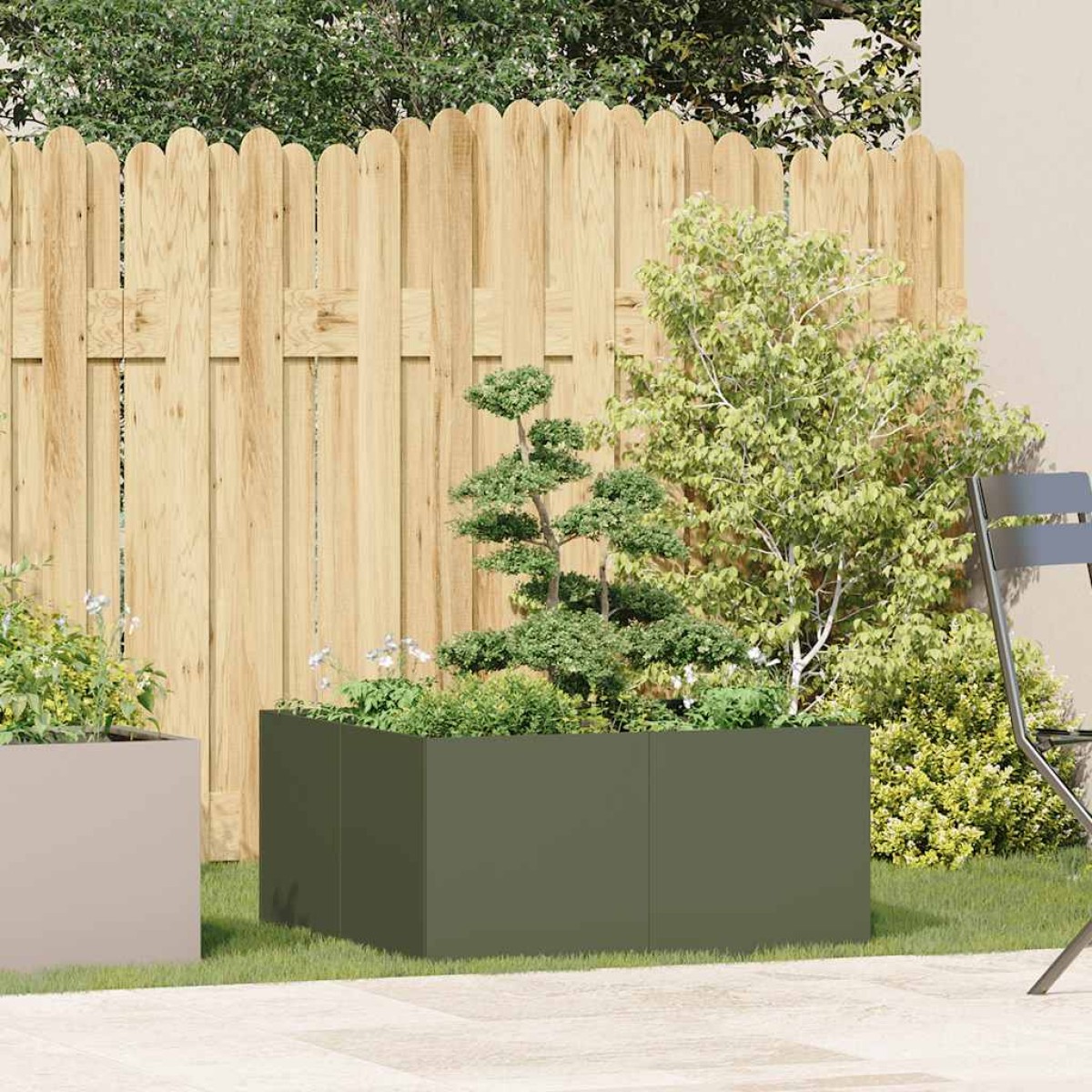 vidaXL Ζαρντινιέρα Λαδί 80x80x40 εκ. από Χάλυβα Ψυχρής Έλασης