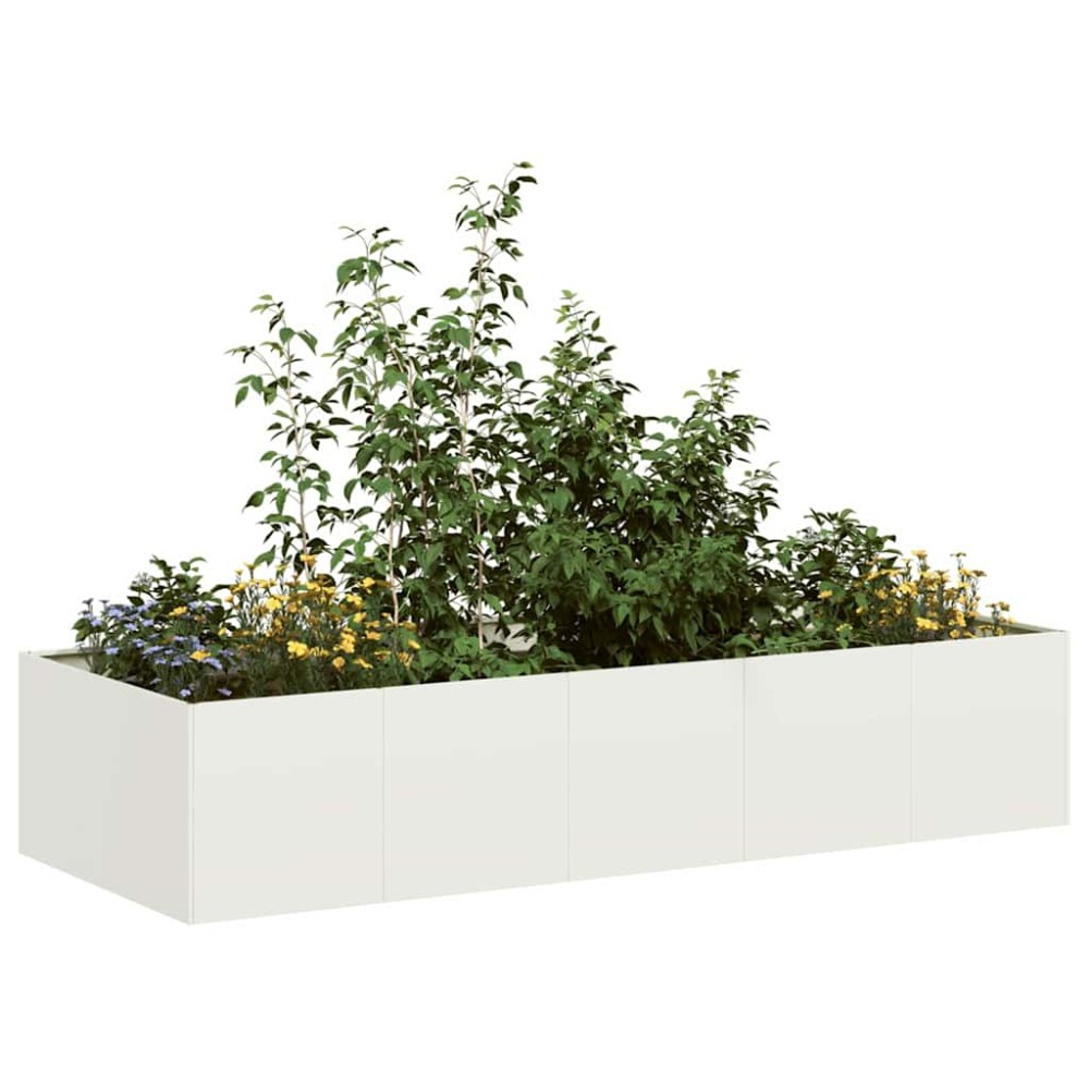 vidaXL Ζαρντινιέρα Λευκή 200x80x40 εκ. από Χάλυβα