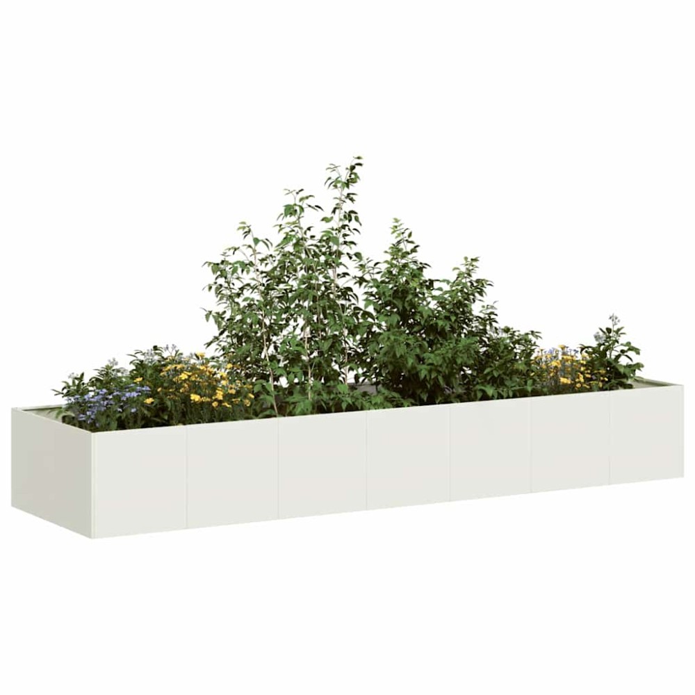 vidaXL Ζαρντινιέρα Λευκή 280x80x40 εκ. από Χάλυβα