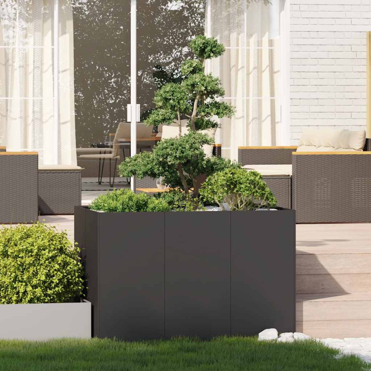 vidaXL Ζαρντινιέρα Μαύρη 120x80x80 εκ. από Χάλυβα
