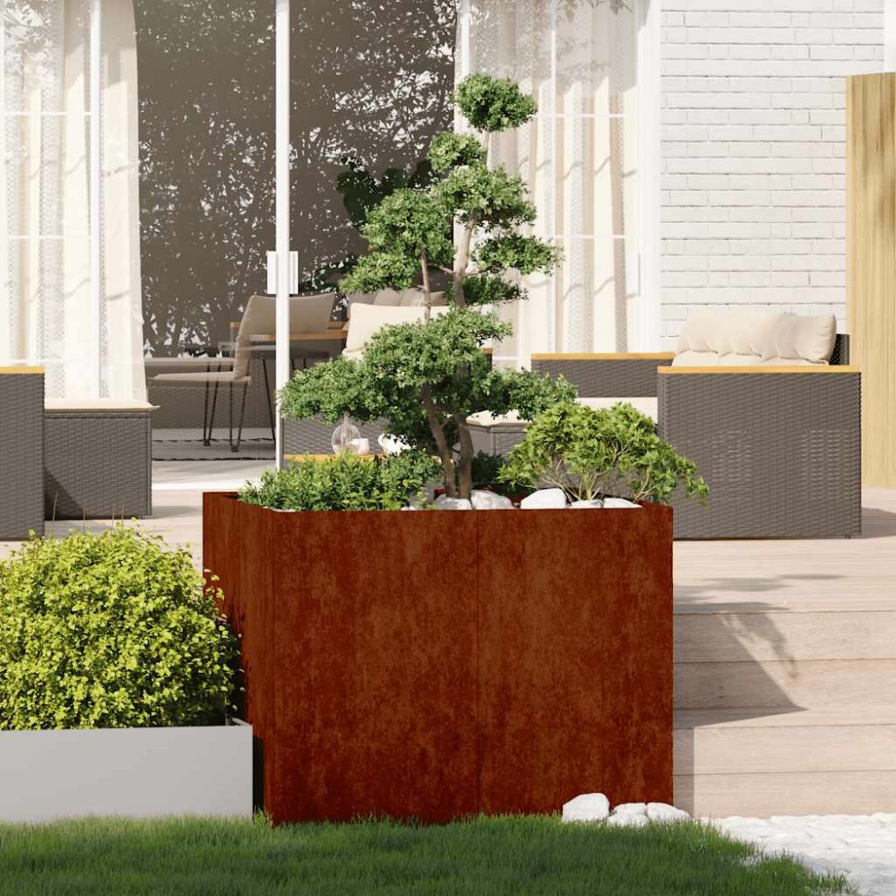 vidaXL Ζαρντινιέρα 100x100x80 εκ. Ατσάλι Σκληρυθέν στον Αέρα