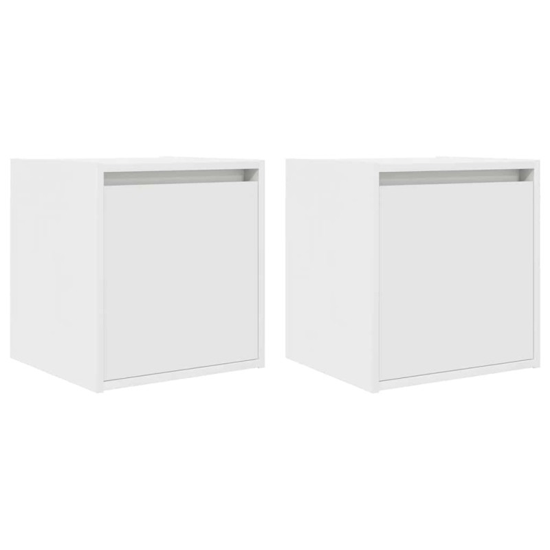 vidaXL Κομοδίνα Επιτοίχια 2 τεμ. Λευκά 38x34x40 εκ.