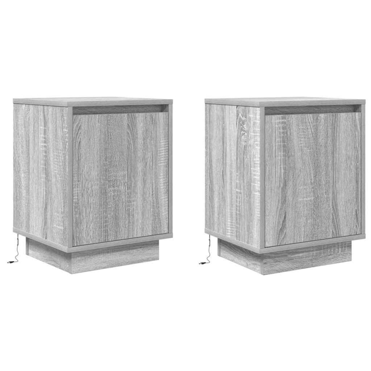 vidaXL Κομοδίνα με φώτα LED 2 τεμάχια Γκρι Sonoma 38x34x50 cm