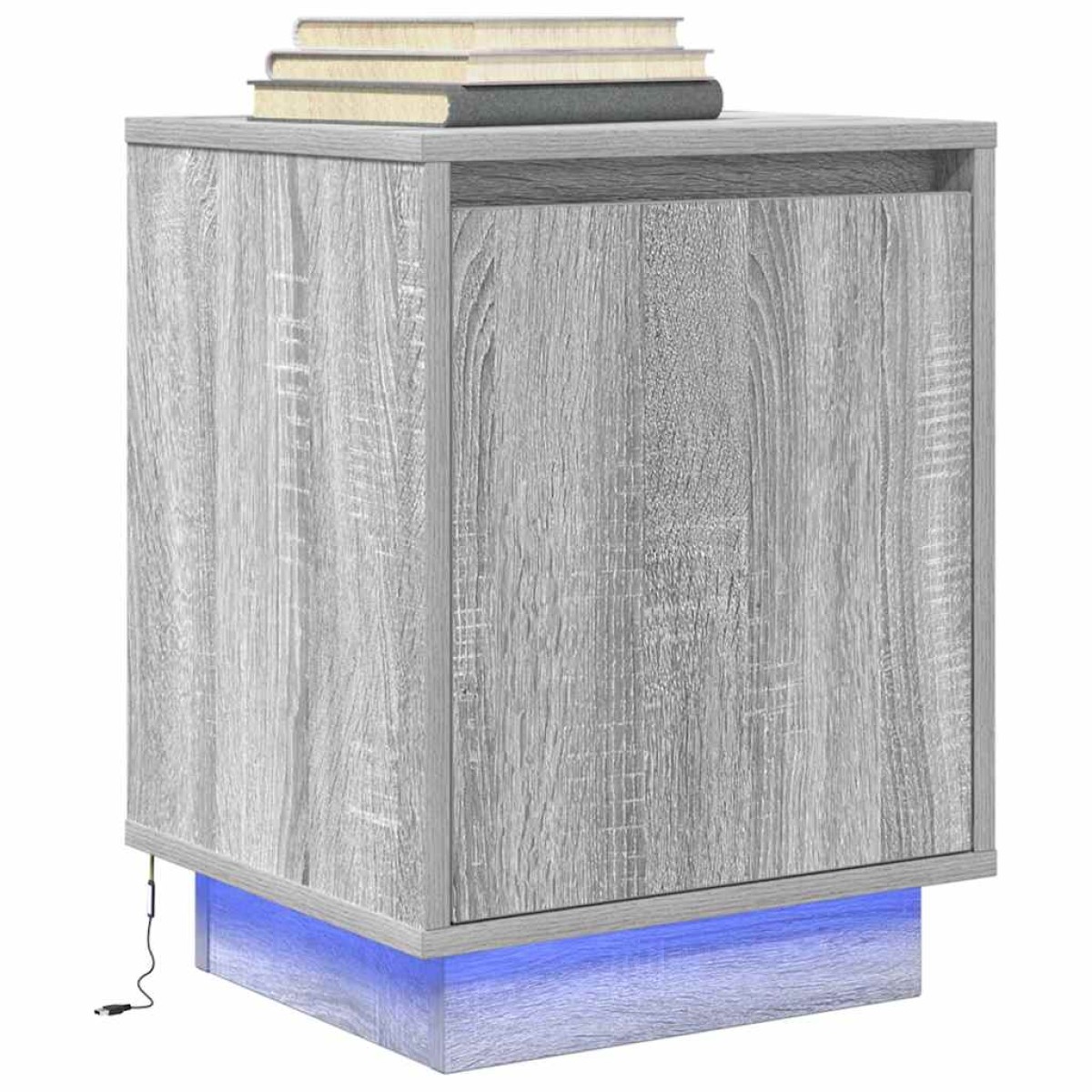 vidaXL Κομοδίνα με φώτα LED 2 τεμάχια Γκρι Sonoma 38x34x50 cm
