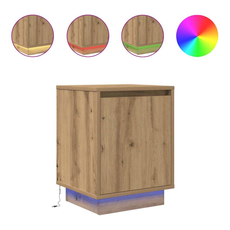 vidaXL Κομοδίνο με φώτα LED Artisan Oak 38x34x50 cm