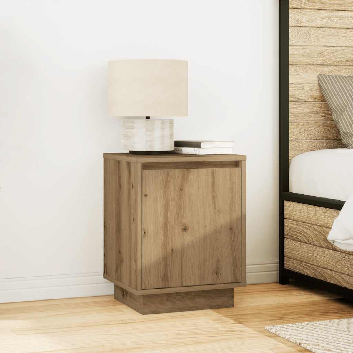 vidaXL Κομοδίνο με φώτα LED Artisan Oak 38x34x50 cm