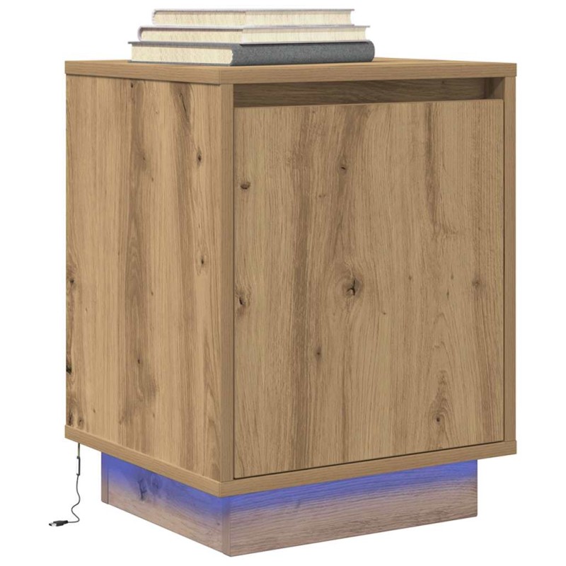 vidaXL Κομοδίνο με φώτα LED Artisan Oak 38x34x50 cm