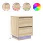 vidaXL Κομοδίνα με φώτα LED 2 τεμάχια Sonoma Oak 38x34x50 cm